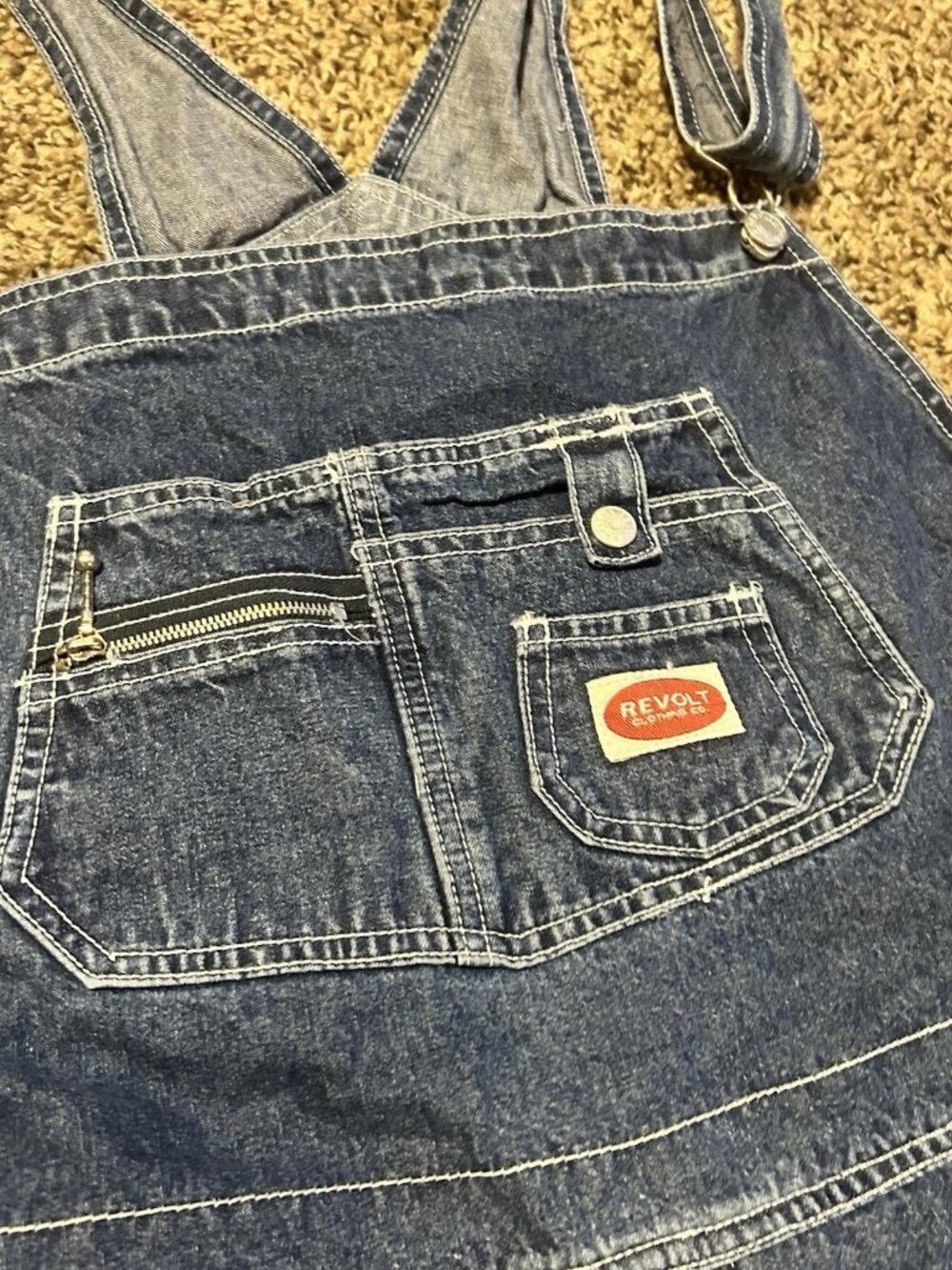 Revolt Womens Denim Overalls Size 24 Blue Jean Bibs Ladies Y2K - Picture 2 of 5